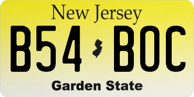 NJ license plate B54BOC