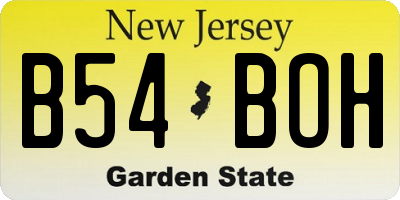 NJ license plate B54BOH