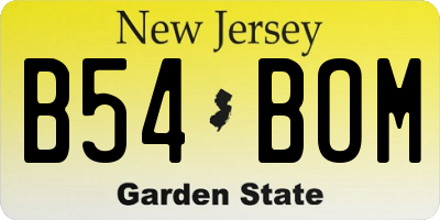 NJ license plate B54BOM