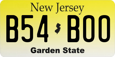 NJ license plate B54BOO