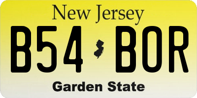 NJ license plate B54BOR