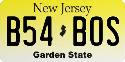 NJ license plate B54BOS