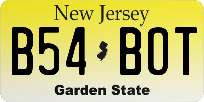 NJ license plate B54BOT