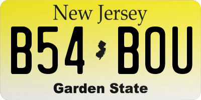 NJ license plate B54BOU