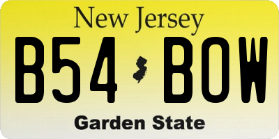 NJ license plate B54BOW
