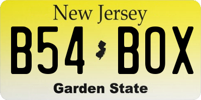 NJ license plate B54BOX