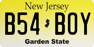 NJ license plate B54BOY