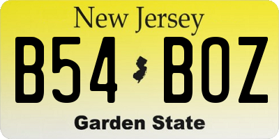 NJ license plate B54BOZ