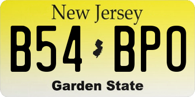 NJ license plate B54BPO
