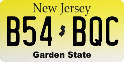 NJ license plate B54BQC