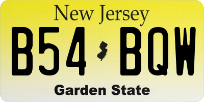 NJ license plate B54BQW