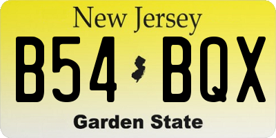 NJ license plate B54BQX
