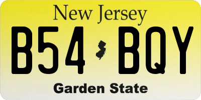 NJ license plate B54BQY
