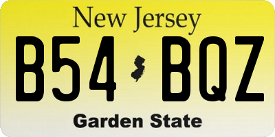 NJ license plate B54BQZ