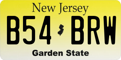 NJ license plate B54BRW