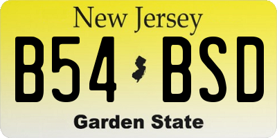 NJ license plate B54BSD