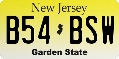 NJ license plate B54BSW