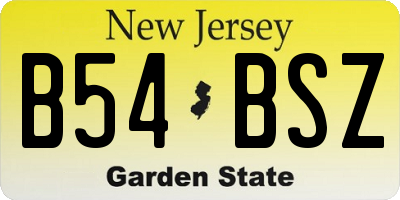 NJ license plate B54BSZ