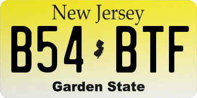 NJ license plate B54BTF