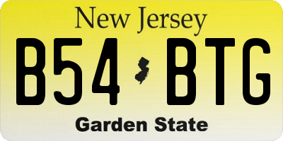 NJ license plate B54BTG