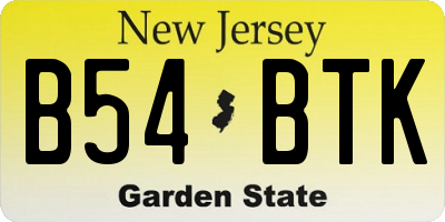 NJ license plate B54BTK