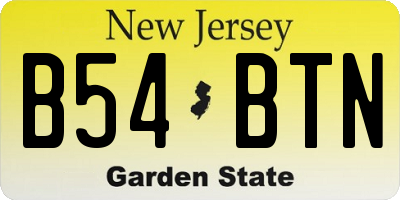 NJ license plate B54BTN