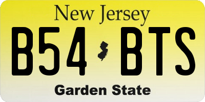NJ license plate B54BTS