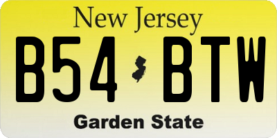 NJ license plate B54BTW