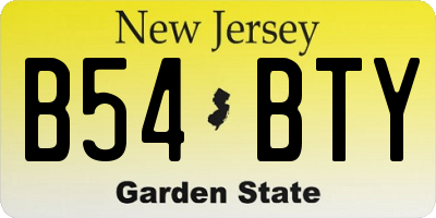 NJ license plate B54BTY