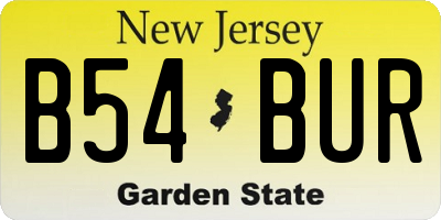 NJ license plate B54BUR