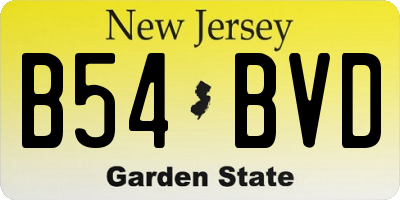 NJ license plate B54BVD