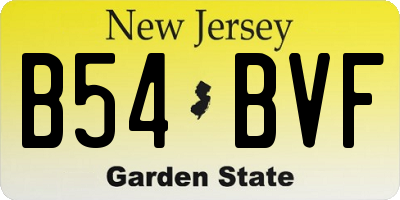 NJ license plate B54BVF