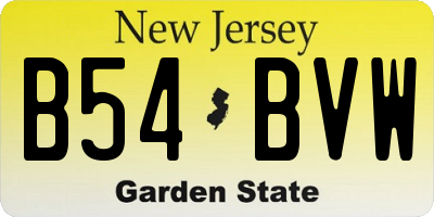 NJ license plate B54BVW