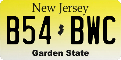 NJ license plate B54BWC