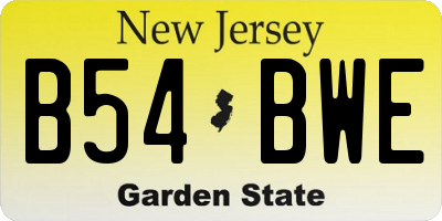 NJ license plate B54BWE
