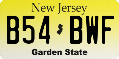 NJ license plate B54BWF