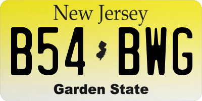 NJ license plate B54BWG