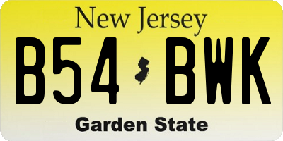 NJ license plate B54BWK