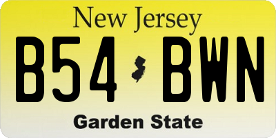 NJ license plate B54BWN