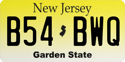 NJ license plate B54BWQ