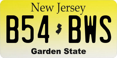 NJ license plate B54BWS