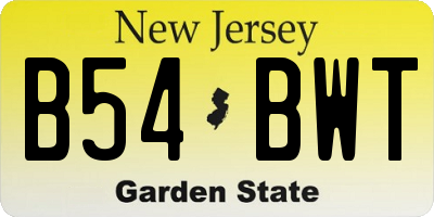 NJ license plate B54BWT