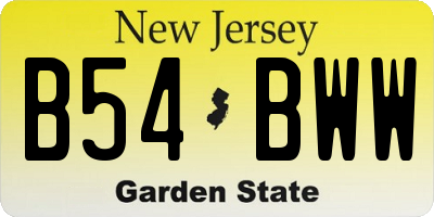 NJ license plate B54BWW