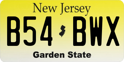 NJ license plate B54BWX