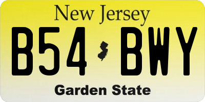 NJ license plate B54BWY