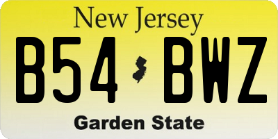 NJ license plate B54BWZ