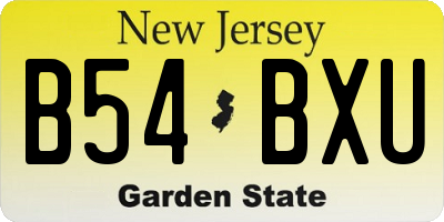 NJ license plate B54BXU