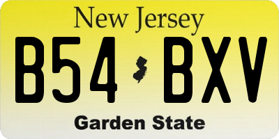 NJ license plate B54BXV
