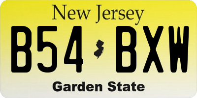NJ license plate B54BXW