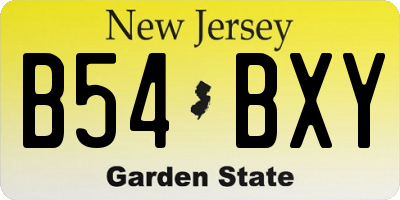NJ license plate B54BXY